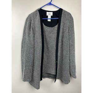 Donna Ricco Grey Silver Sparkly Jacket & Attached Shirt BUTTON MISSING?